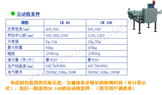 全自動大袋包裝生產(chǎn)線配套用自動檢重秤